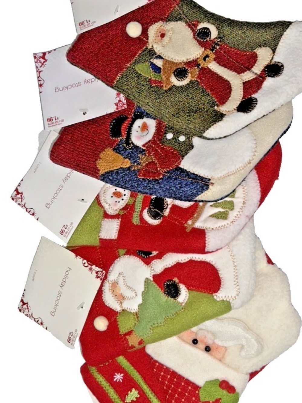 Lot of 5 Target 2006
Mini 7" - 8" Holiday stockings 
Santa, snowman 3D santa